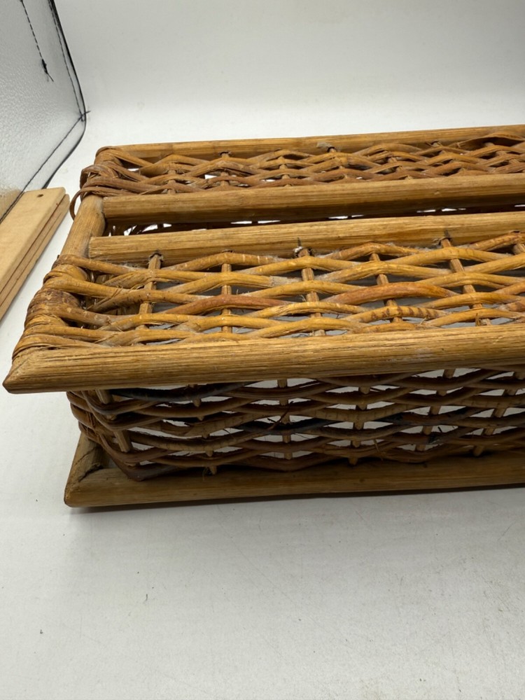 Vintage Wicker Tissue Box Cover Woven Rectangular Made In Philippines