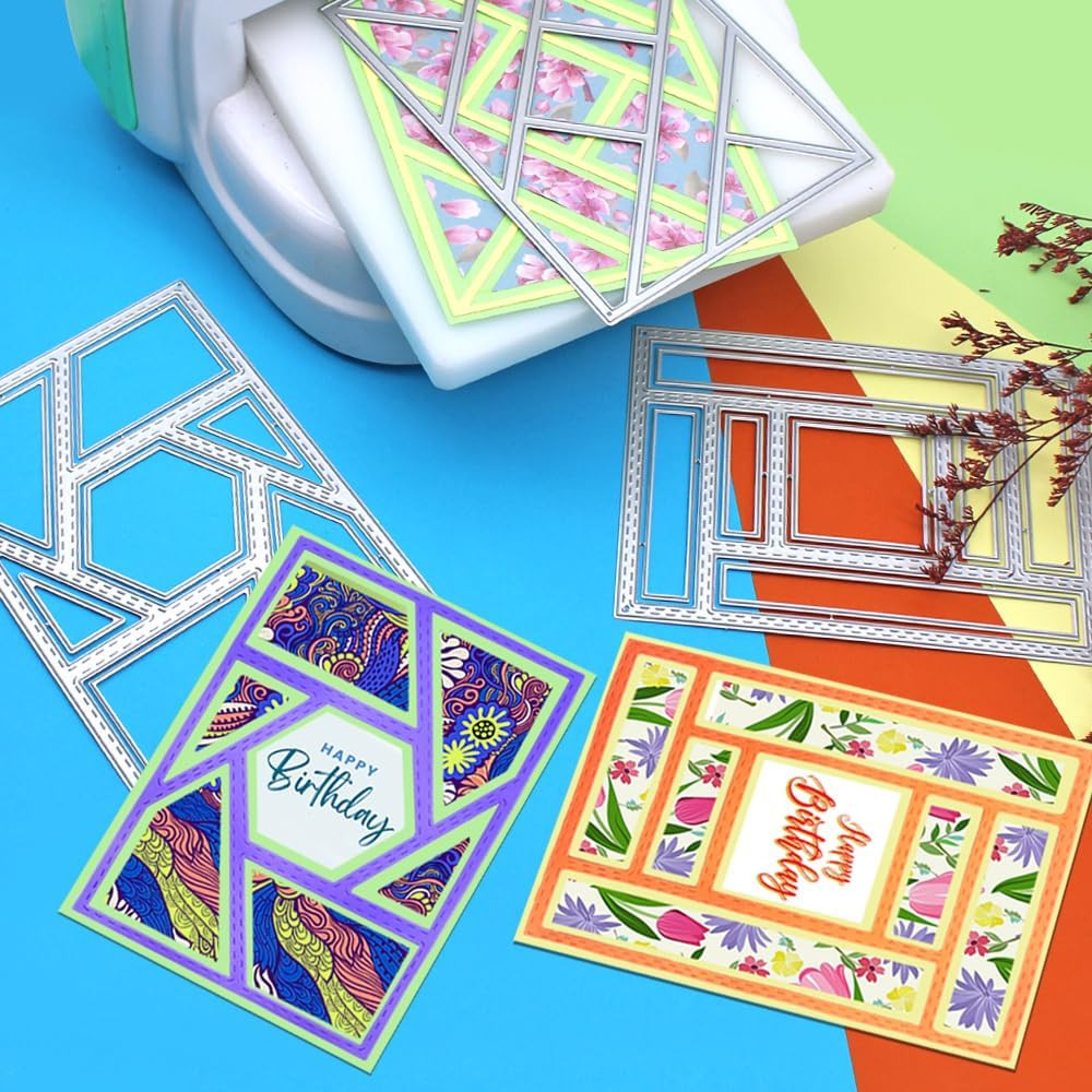 3 PCS Rectangular Die Cuts for Card Making, Frame Scrapbook Metal Cutting Die...