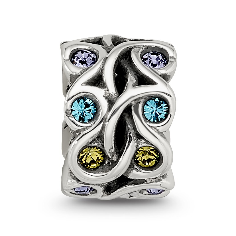 Silver Reflections Crystals Mandala Spacer Bead QRS3473