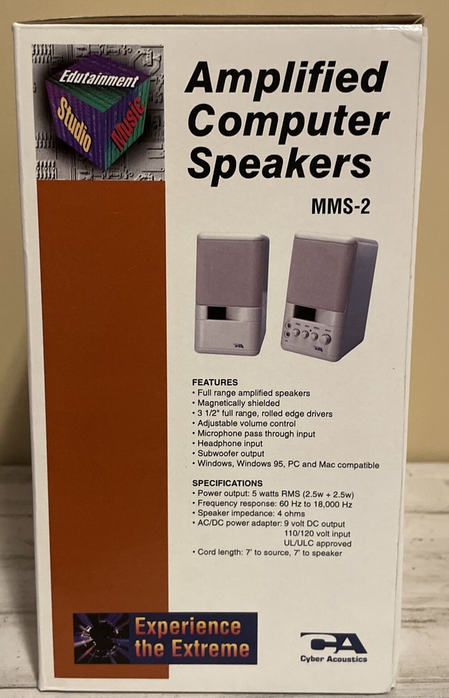 Amplified Computer Speakers Cyber Acoustics - MMS - 2 With Original Box