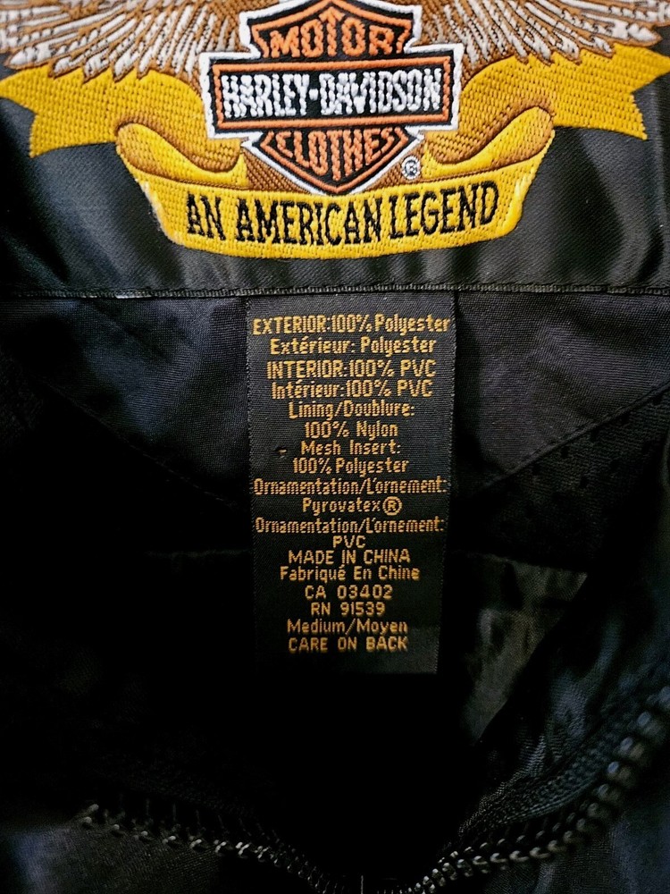 HARLEY DAVIDSON Rain Suit Jacket WATERPROOF Size Medium.