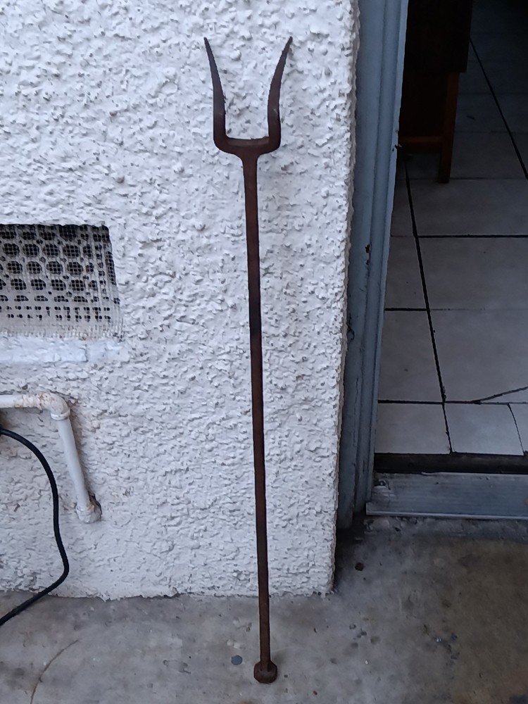 Huge Antique 1800s  42" Hearthware Fork Blacksmith Forged Wrought Iron 6lbs