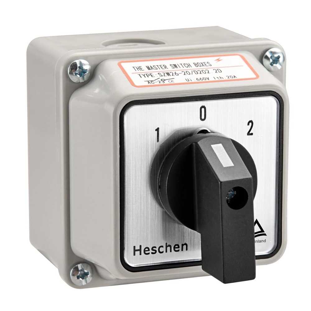 Waterproof 3 Position Rotary Switch - 660V 20A with 8 Terminals & Master Box