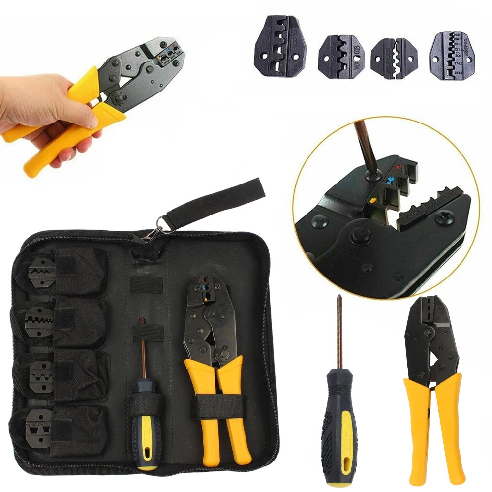 Self-Adjustable Crimping Pliers Tool Kit with Storage Bag for Electrical Work