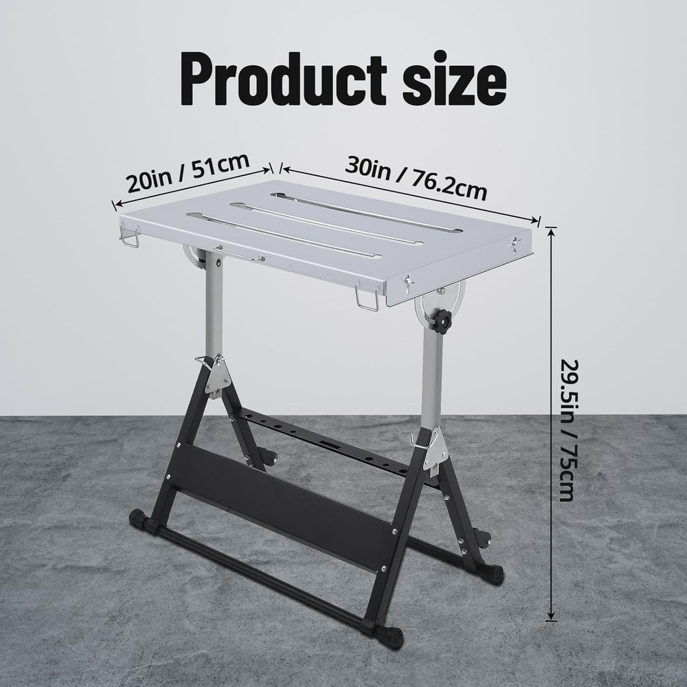 Folding Welding Table 3 Adjustable Tilt Angles Duty Portable Welding Workbench