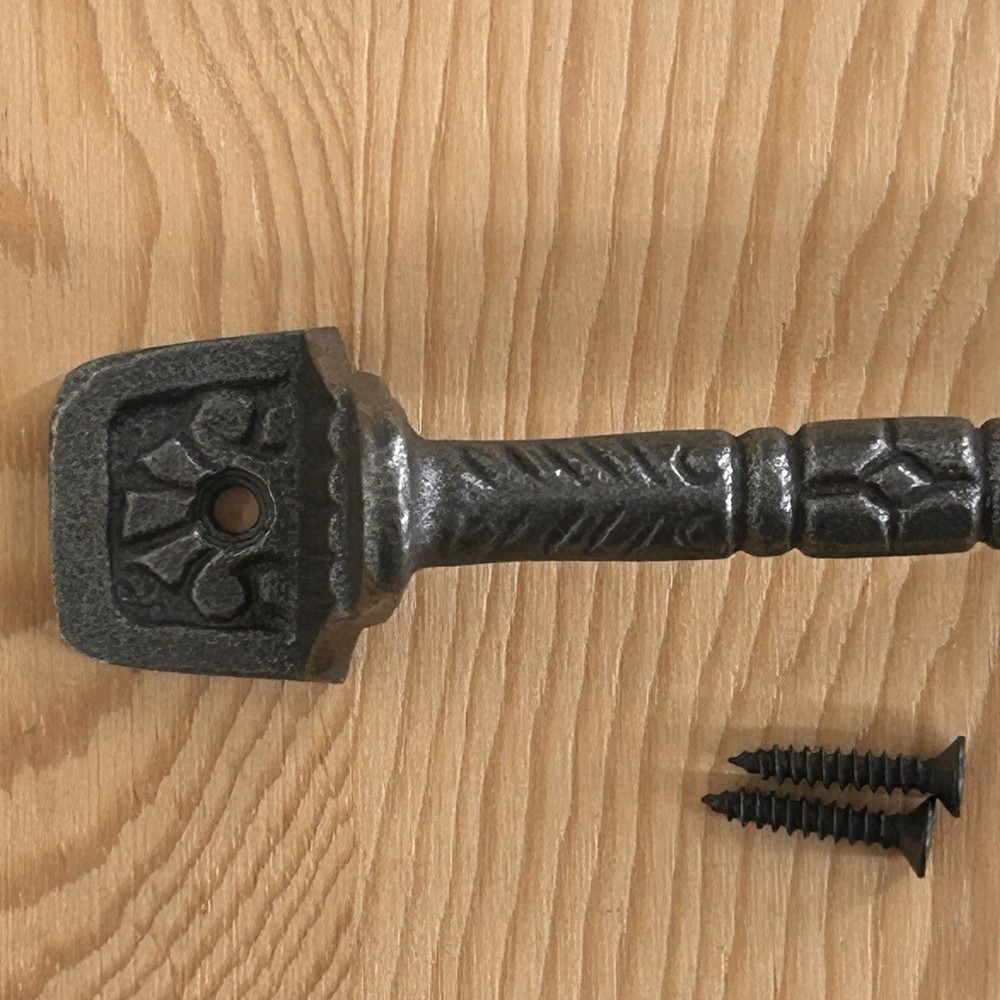 Cast Iron Drawer Cabinet Pulls Rustic Oil Rubbed 2 Pack