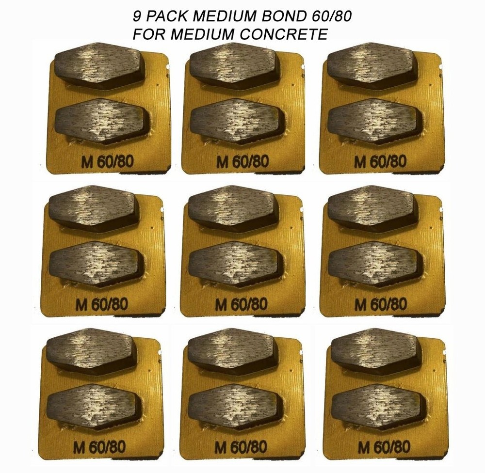 9-Pack! Husqvarna-Compatible Diamond Grinding Disc Medium-Soft Surface,Grit60/80