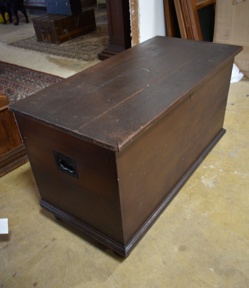 Antique Primitive Blanket Chest, Trunk with Dovetailed Corners
