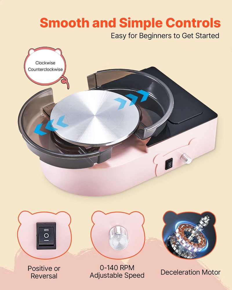 HOT/ Mini Pottery Wheel,6 inch Turntable,Forward and Reverse Rotation,Adjustabl