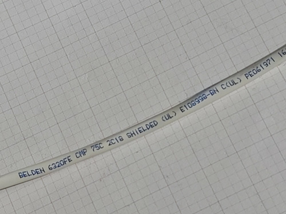 Belden Wire 6320FE 18/2C Solid Shielded Control/Audio Cable Plenum White /50ft