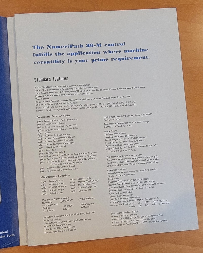 GIDDDINGS & LEWIS NumeriPath 80-M Process Computer Control Sales Brochure 1971