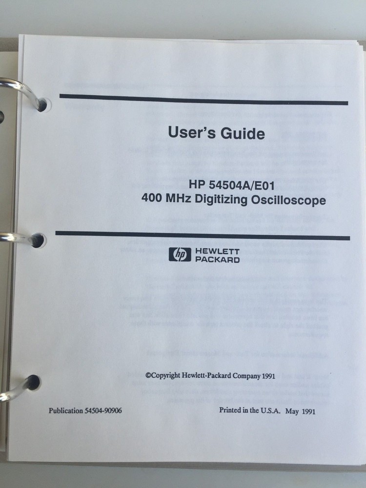 HEWLETT PACKARD 54504A/E01 DIGITIZING OSCILLOSCOPE USERS GUIDE-NEW-SEALED