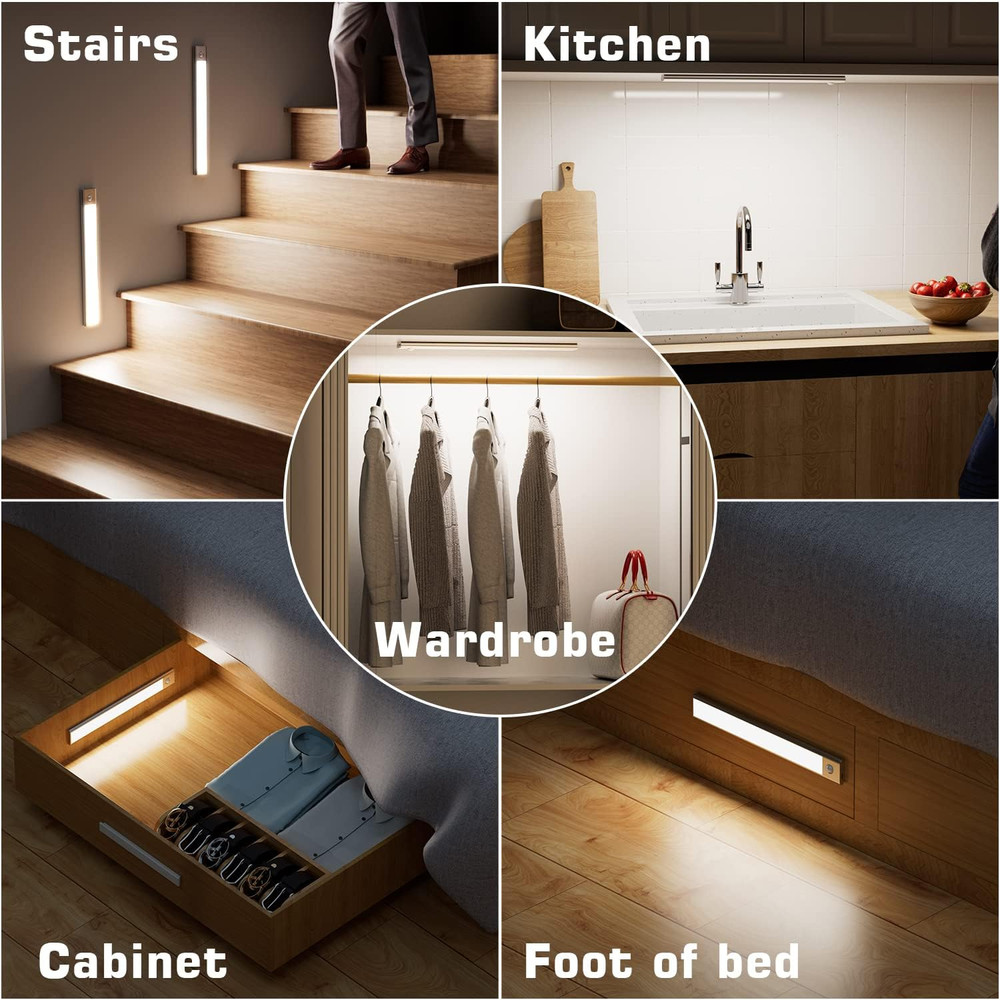 2000Mah Rechargeable LED Motion Sensor Lights - Magnetic under Cabinet, Closet,