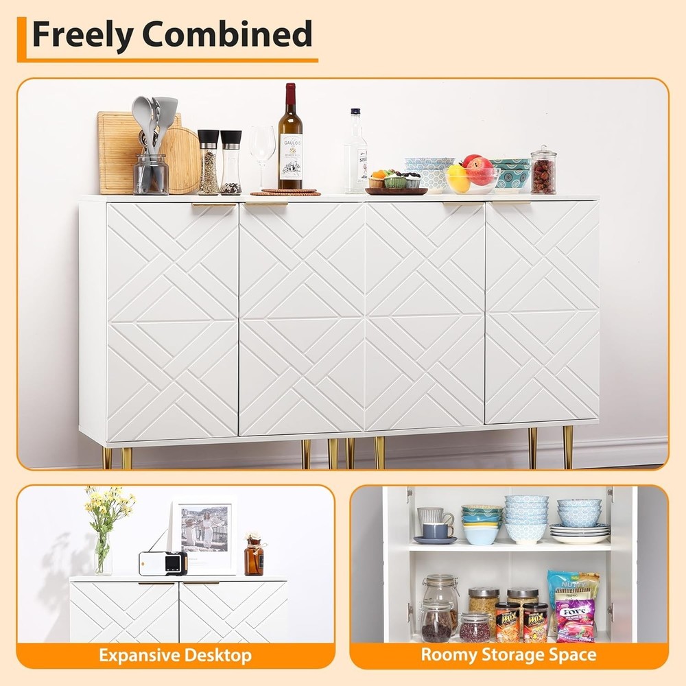 2 Doors Storage Cabinet Buffet Sideboard Decorative Cabinet Accent Cabinet White