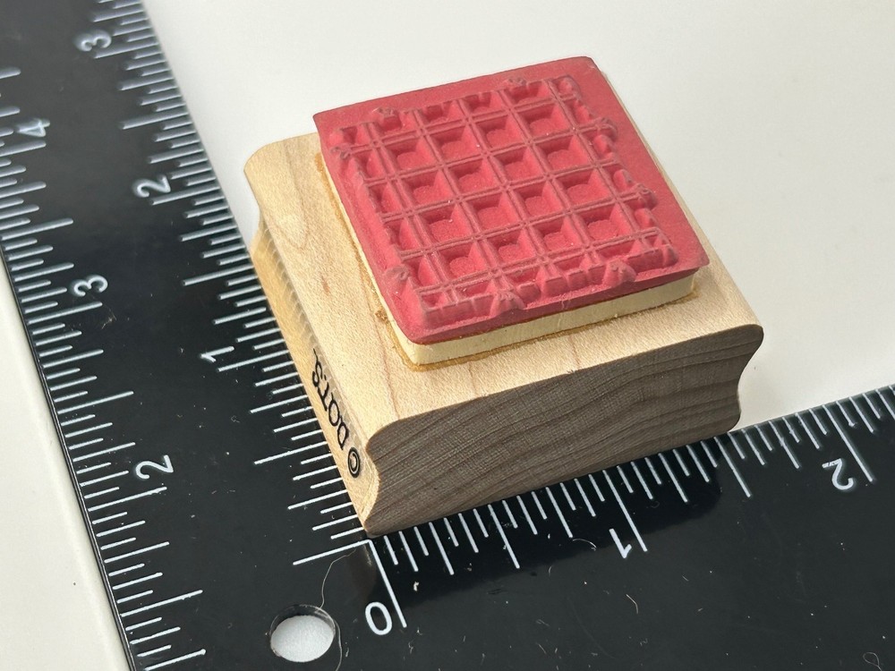 DOTS Wood Mounted Rubber Stamp Grid Waffle Pattern NTB 1.5" Card Making