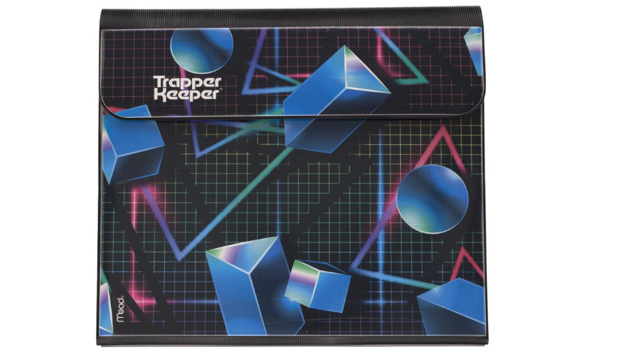 Retro Design Trapper Keeper Binder Secure Storage Shape 2 Folder Extra Pocket 1"