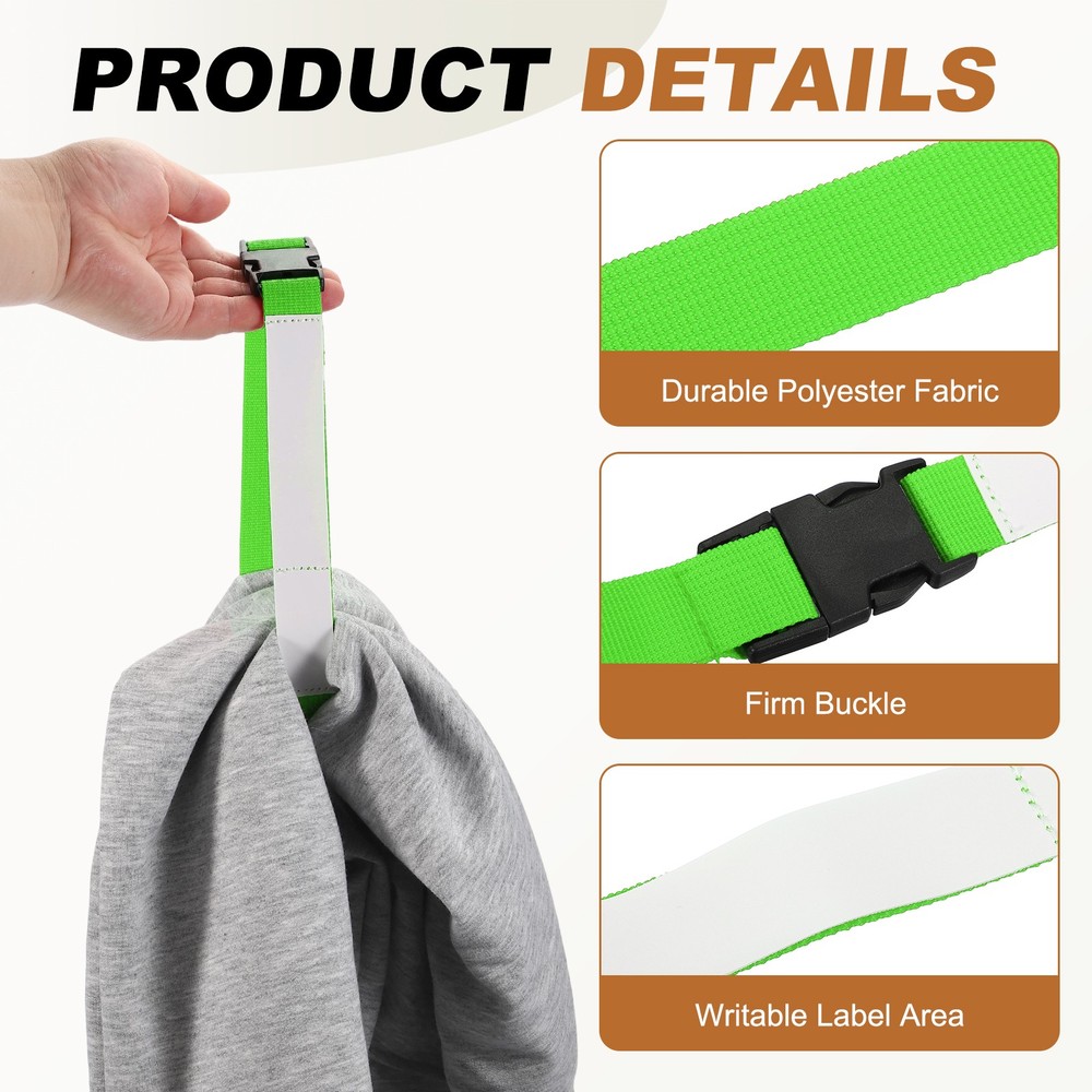 2 Pcs Multipurpose Laundry Strap with Buckle, Light Green