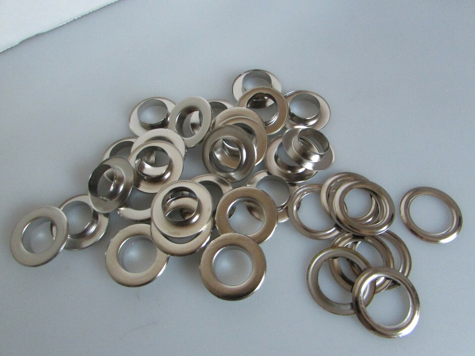 16MM flat grommets with washers - 2 part - quantity 50 - Nickel color