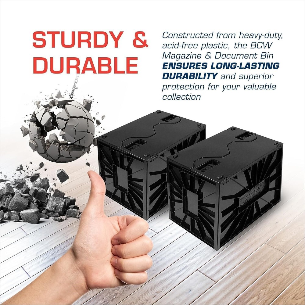 2 BCW Magazine Plastic Bins Stackable Doc Box Long Term Magazine Storage New (2)
