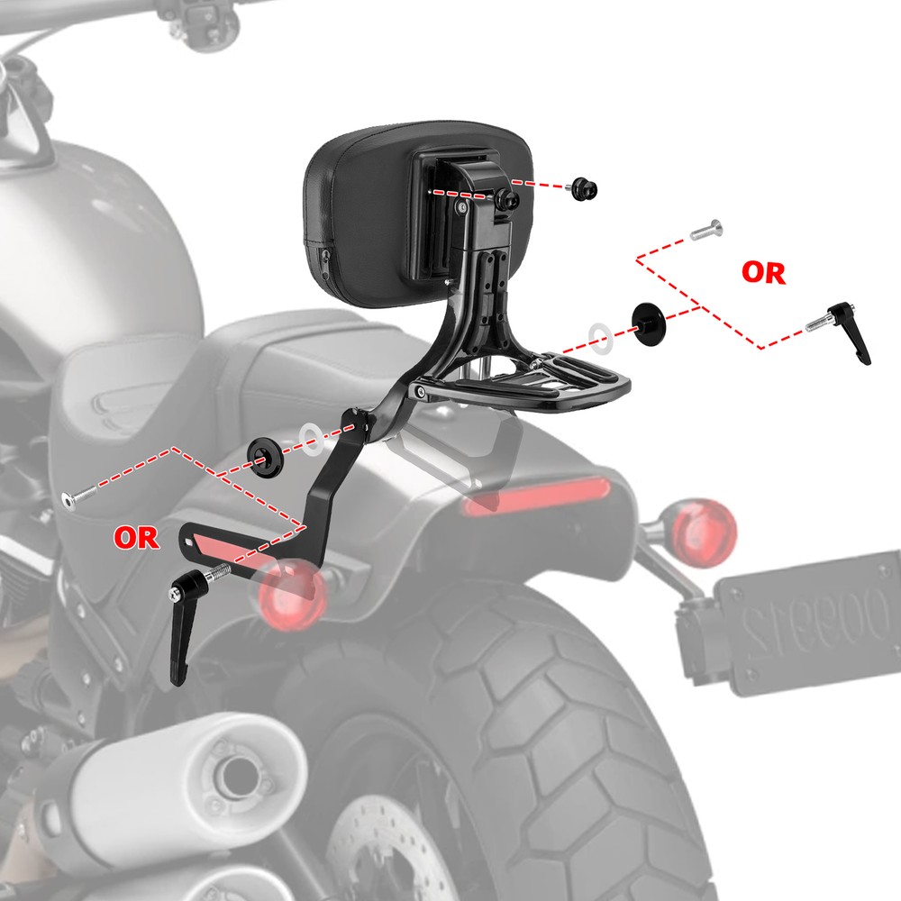 Multi-Purpose Passenger Driver Backrest For Harley-Davidson Fat Bob 2018-2024
