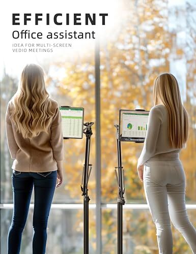 Tablet Floor Stand with 11lb Stable Base - Adjustable Height Stretchable Arm