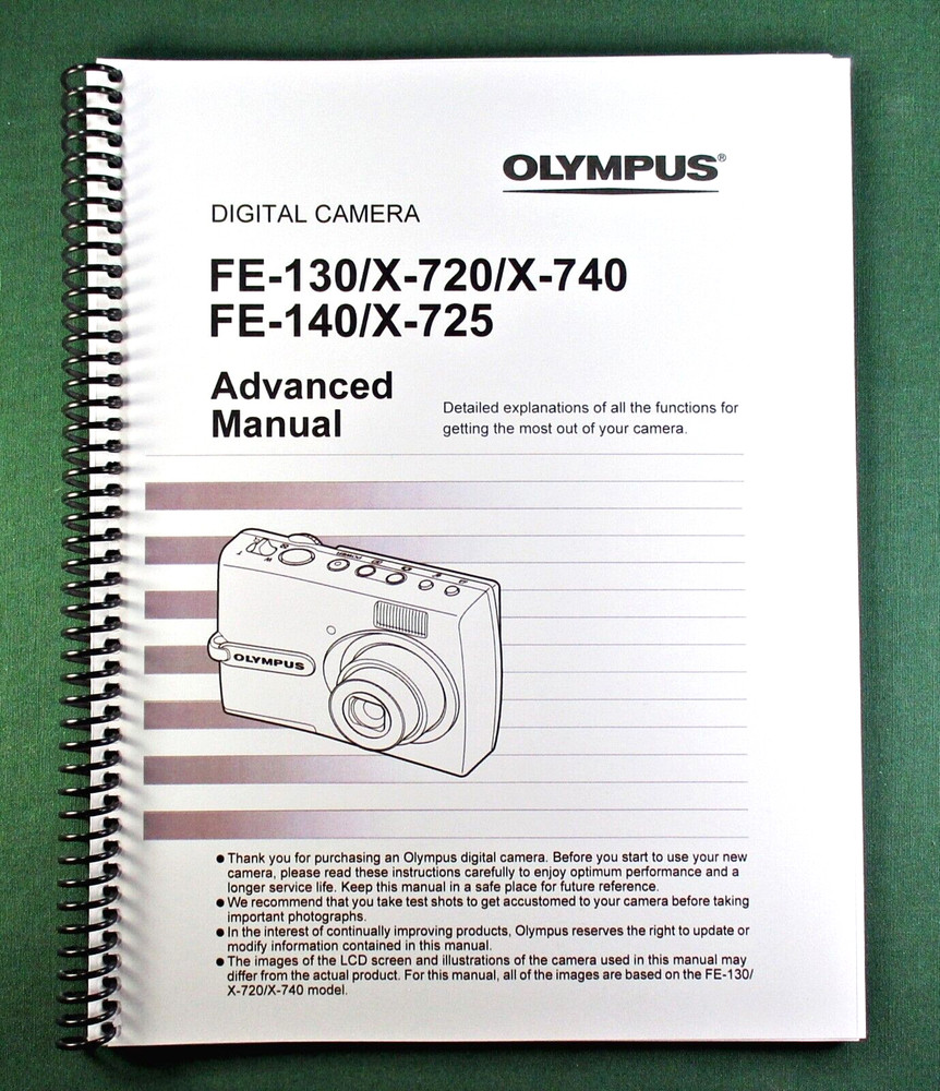 Olympus FE-130/FE-140 Advanced Instruction Manual: 80 Pages & Protective Covers!