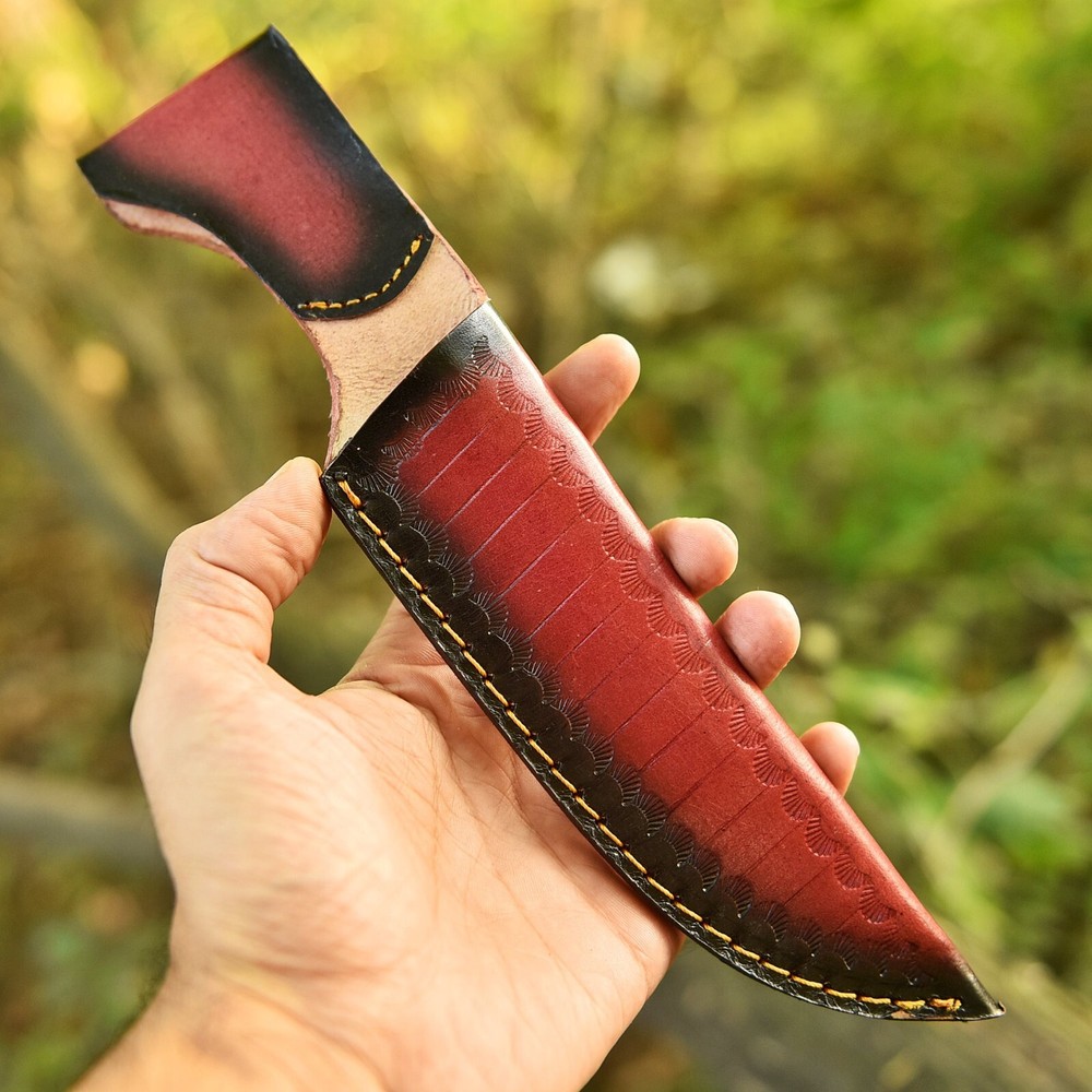 Handmade Leather knife sheath Fix Blade knife Belt Loop two shade