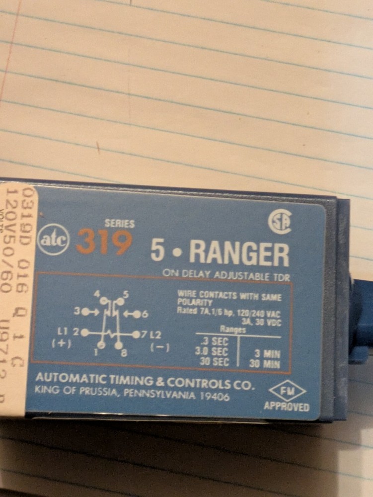 ATC SERIES 319 SOLID-STATE TIME DELAY RELAY 0319D-016-Q-1-C No Box