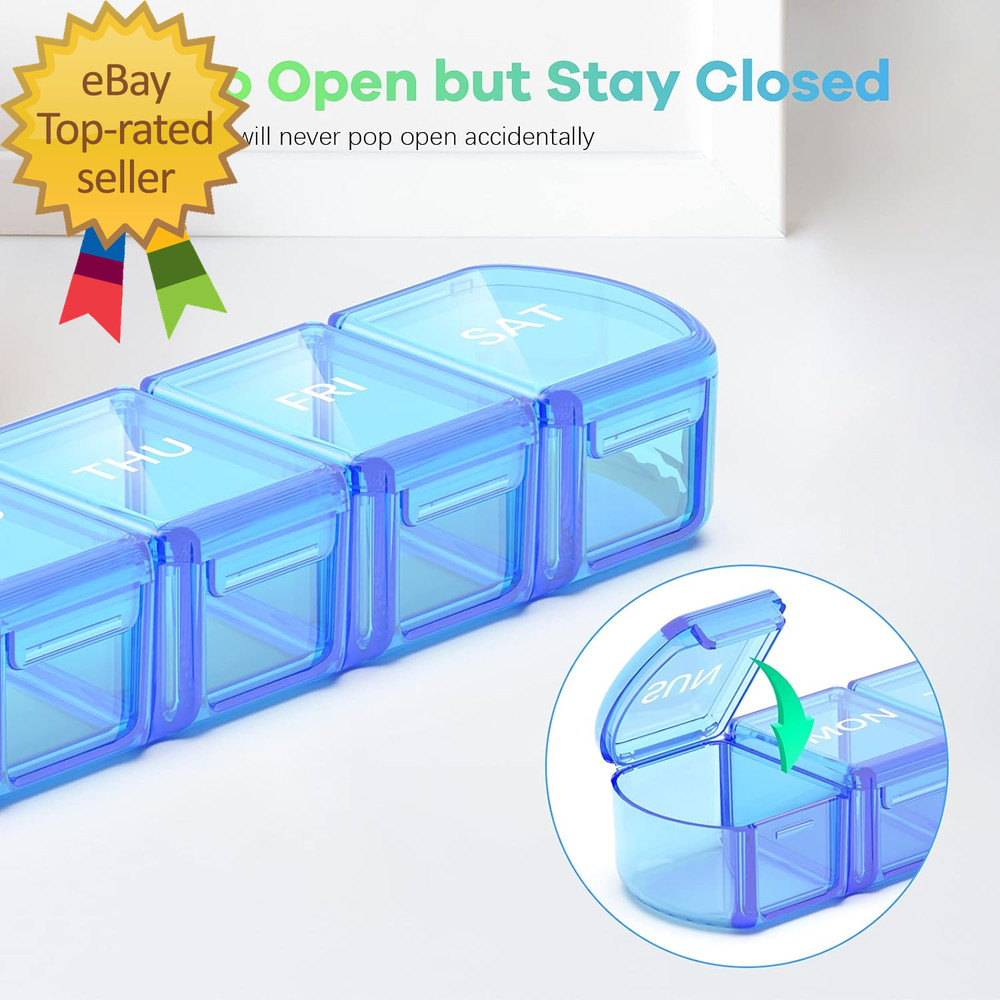 Extra Large Pill Organizer 2 Pack XL Pill Box 7 Day Weekly Pill Case