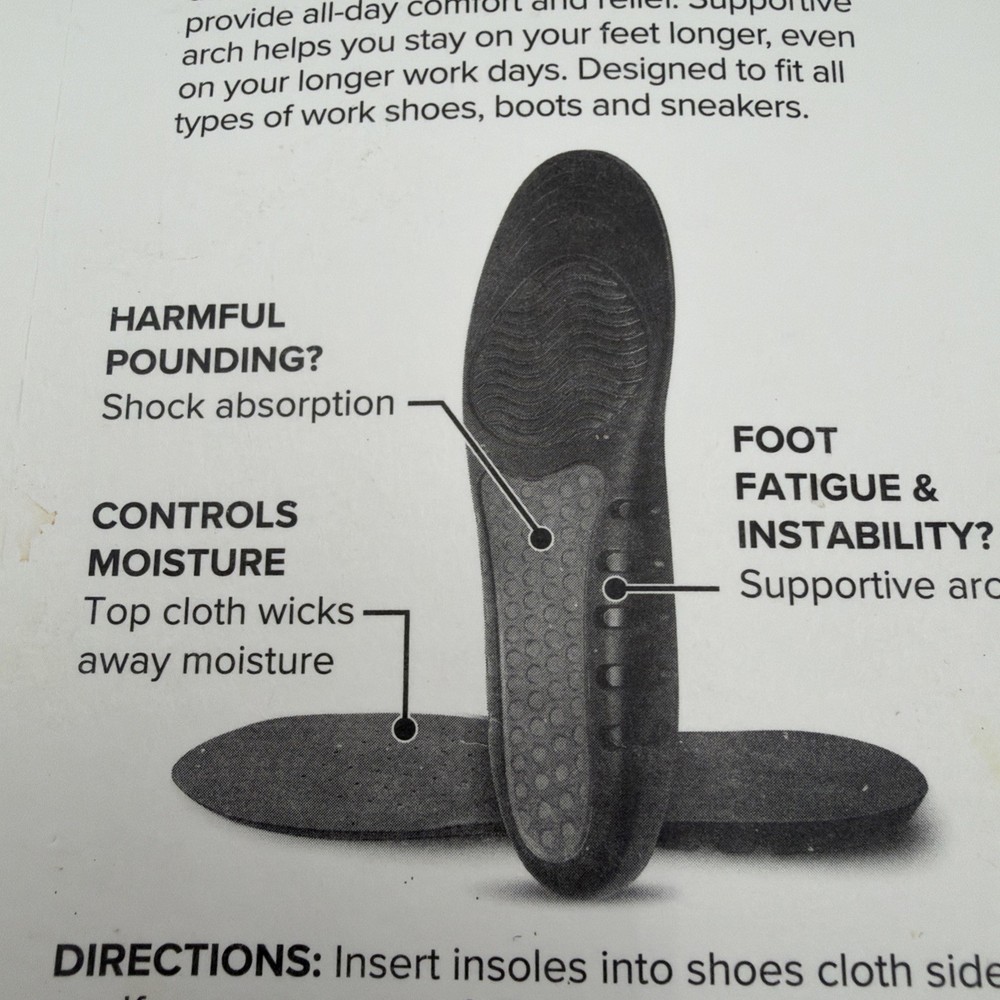 Gel Work Insoles Size 8-13 Premier Solutions Men
