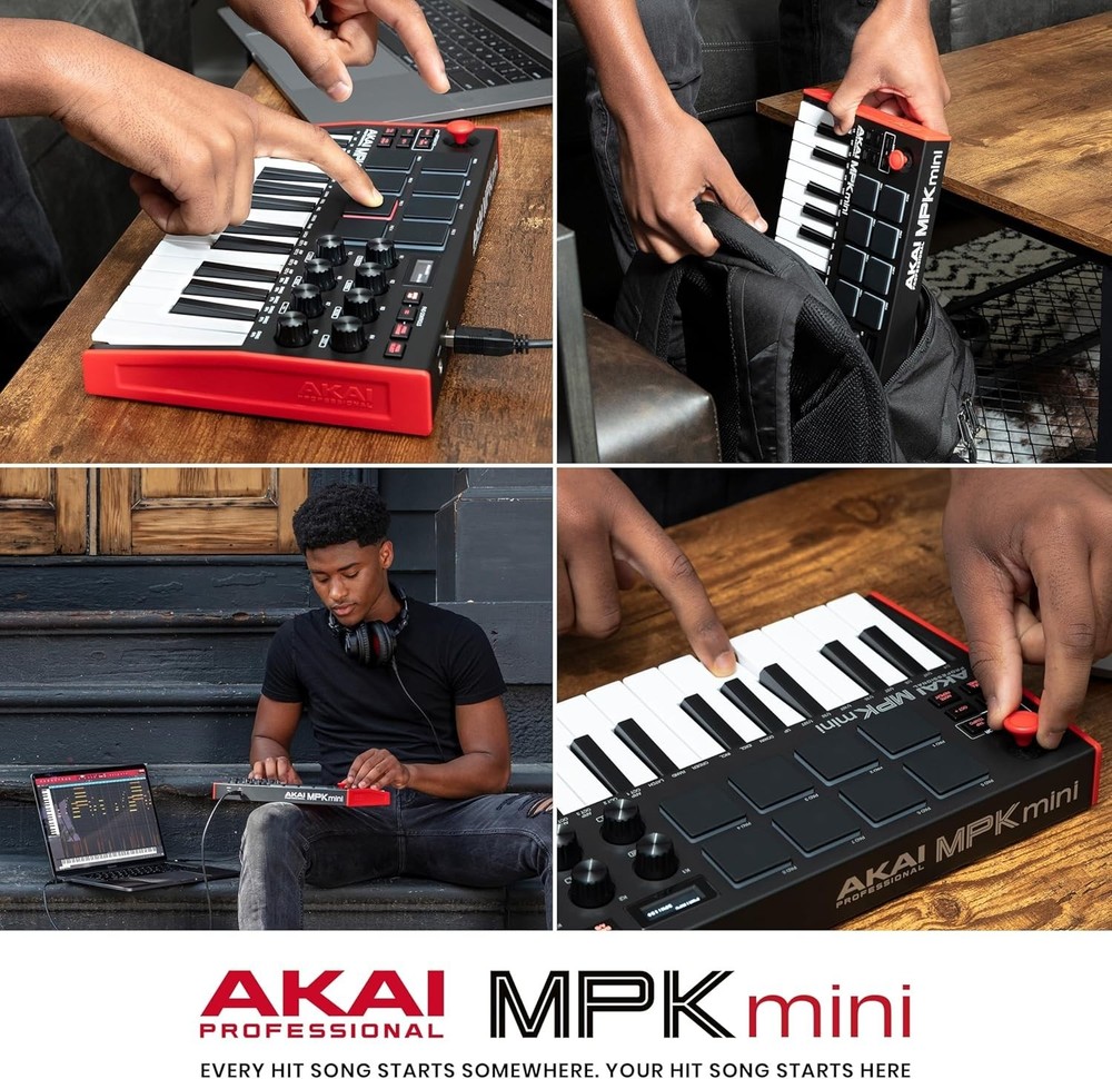 Portable MIDI Keyboard Controller with 25 Keys and Integrated Effects