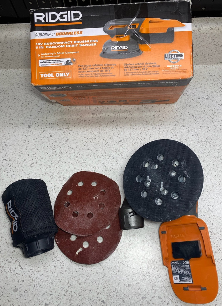 RIDGID 18V SubCompact Brushless Random Orbit Sander (Tool Only) - R870651B