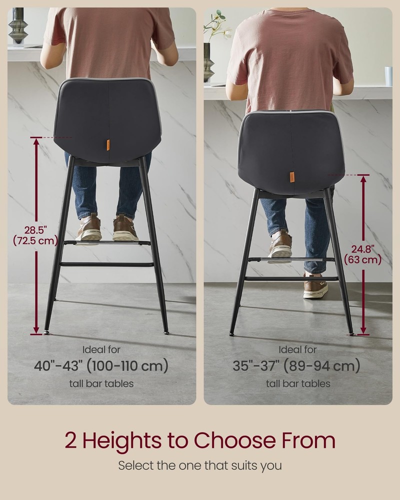 Bar Stools Set of 2, Counter Height Bar Stools with Back, Ergonomic Backrest,...