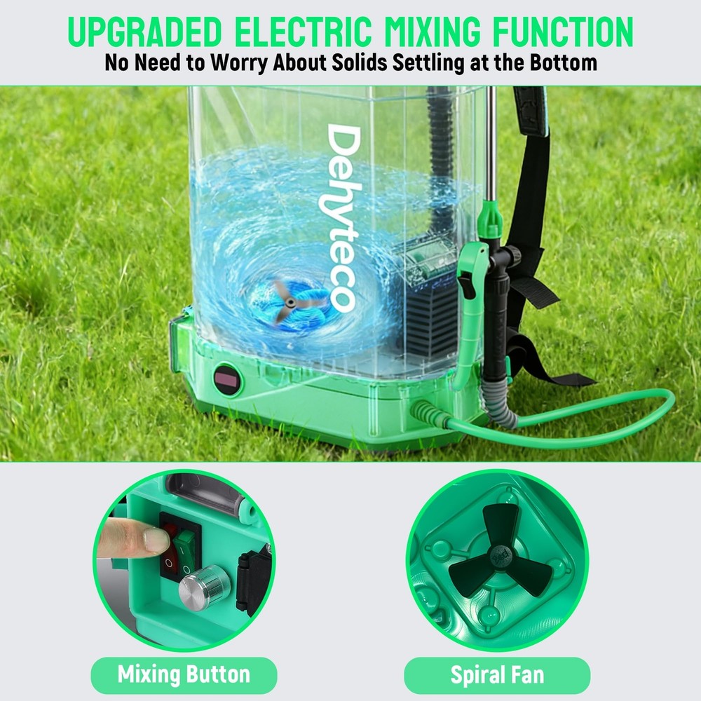 Battery Powered Backpack Sprayer with Mixer 4.2 Gallon, Upgraded Green