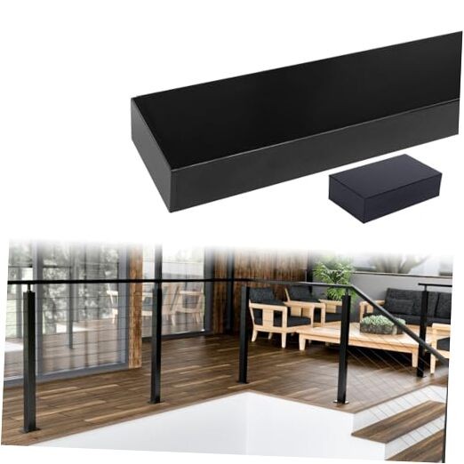 6'6" Aluminum Cable Railing Handrail Rectangular Handrail for 1 Pack Black