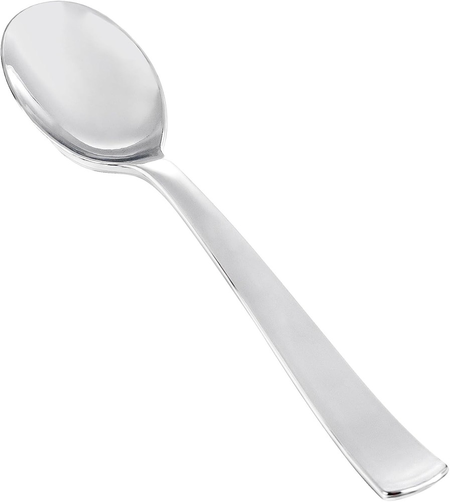 50Pcs Silver Plastic Spoons Heavy Duty Plastic Spoons Heavyweight Silver