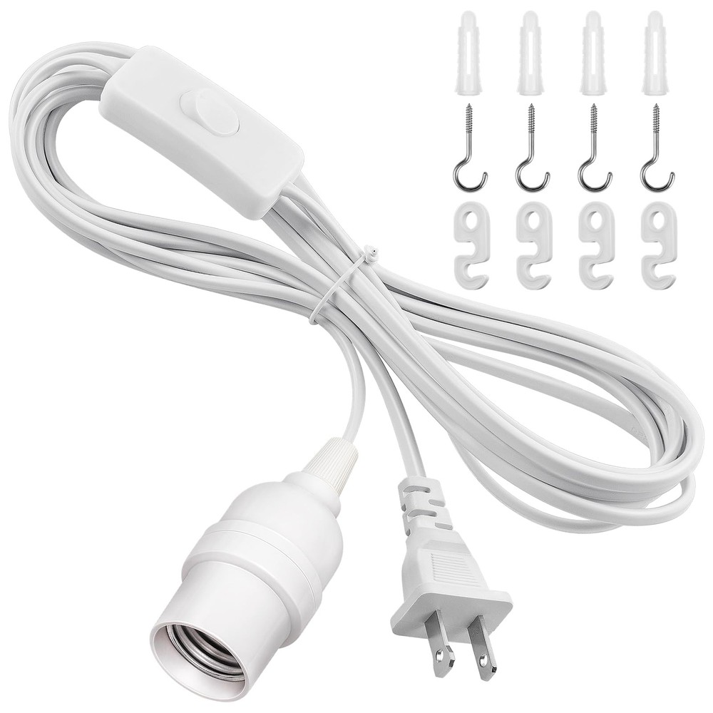 DiCUNO Hanging Lantern Extension Cord Cable, E26 13ft -1P, - White