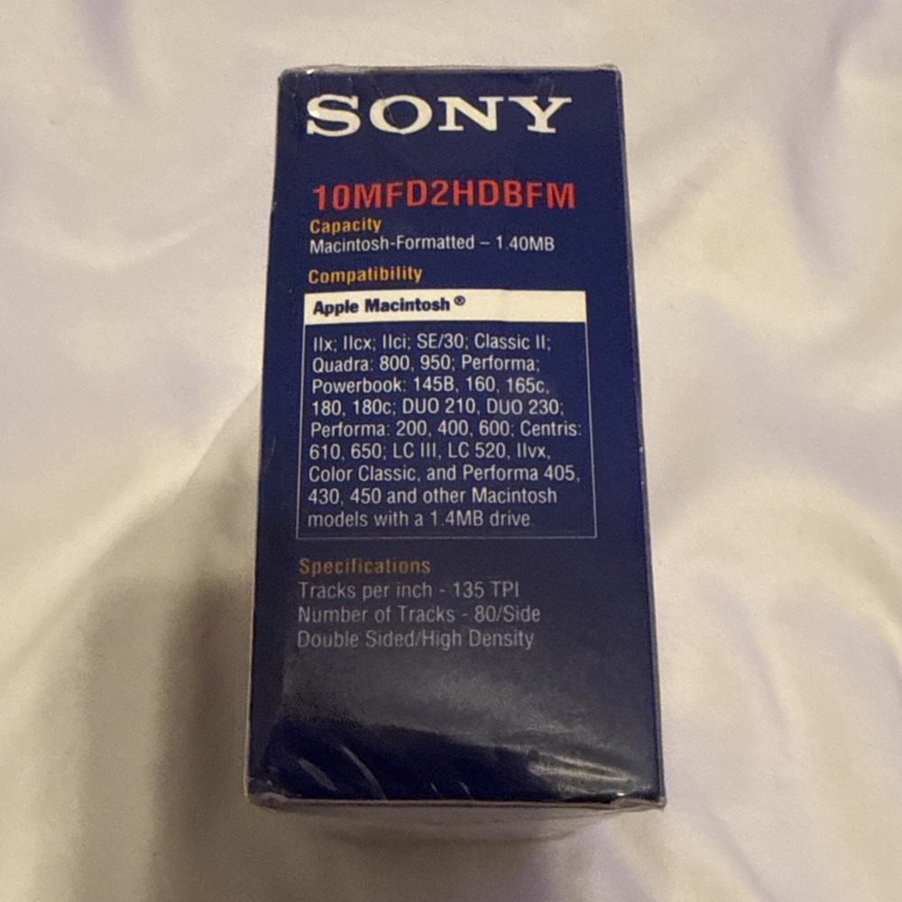 Sony Mac Formatted 2HD 3.5” Micro Floppy Disk Double Sided High Density 10 Pack