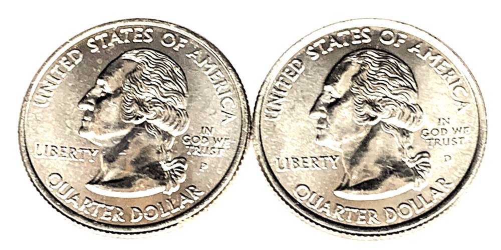 # C8397 OKLAHOMA STATEHOOD QUARTERS, P & D from MINT ROLLS