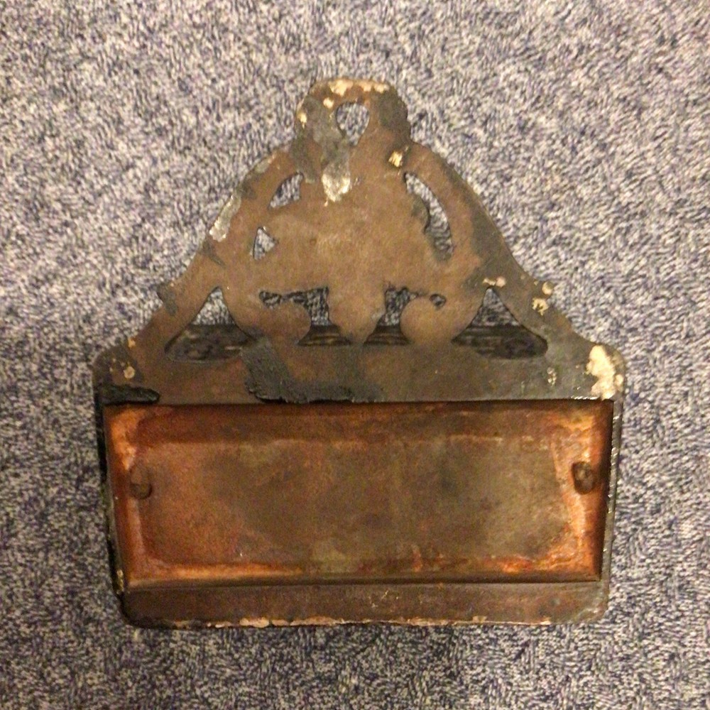 Cast Iron Wall Mount Match Holder Ornate Design