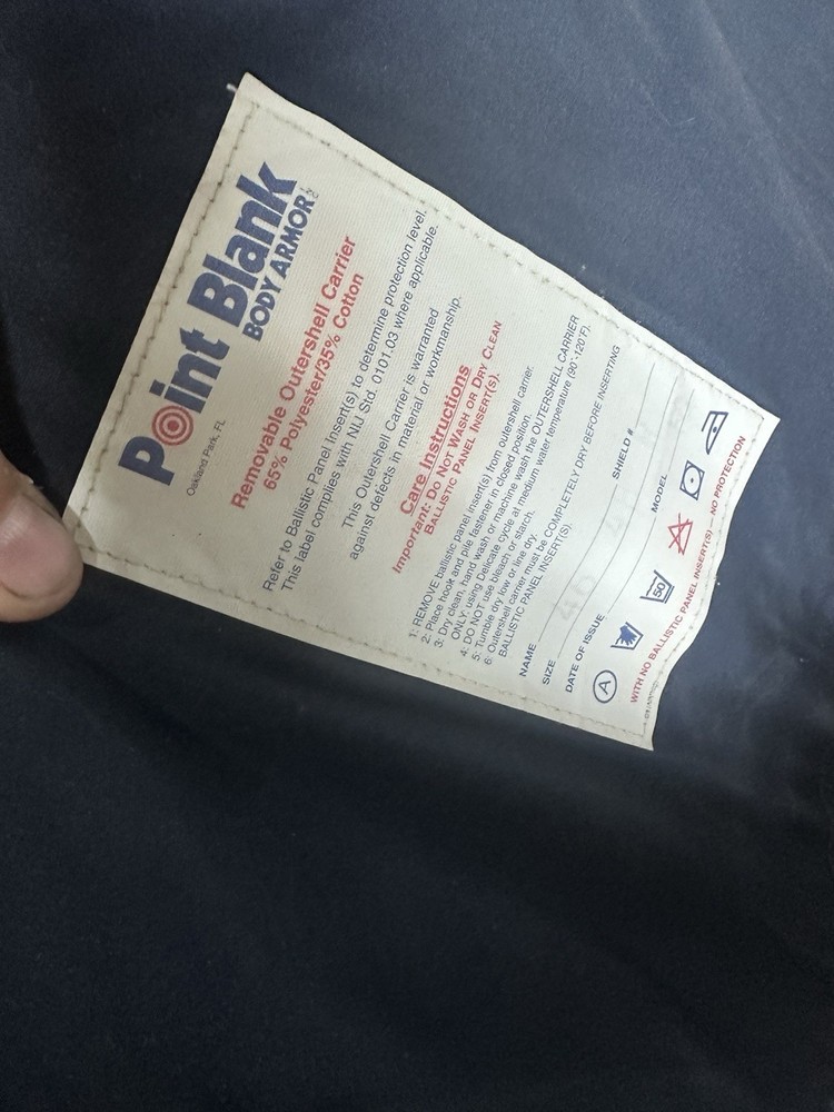 Point Blank Body Armour Front And Back Plate Size 46