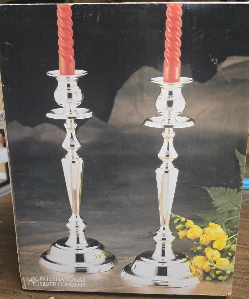 Vintage 2 Silverplated Candlesticks International Silver Company NIB