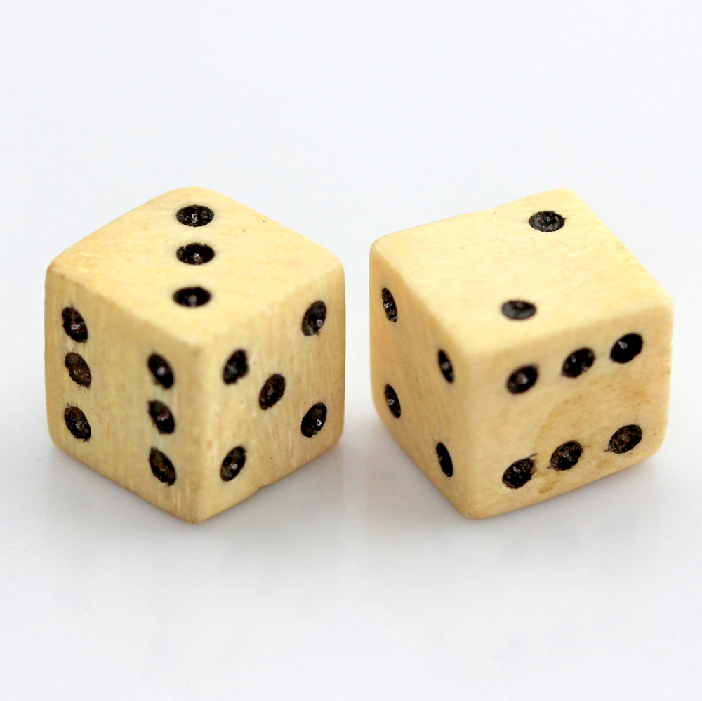 Antique Bone Dice Set Large Sized Approx ~15/32", ~12mm Cubed/Square, Nice BIN