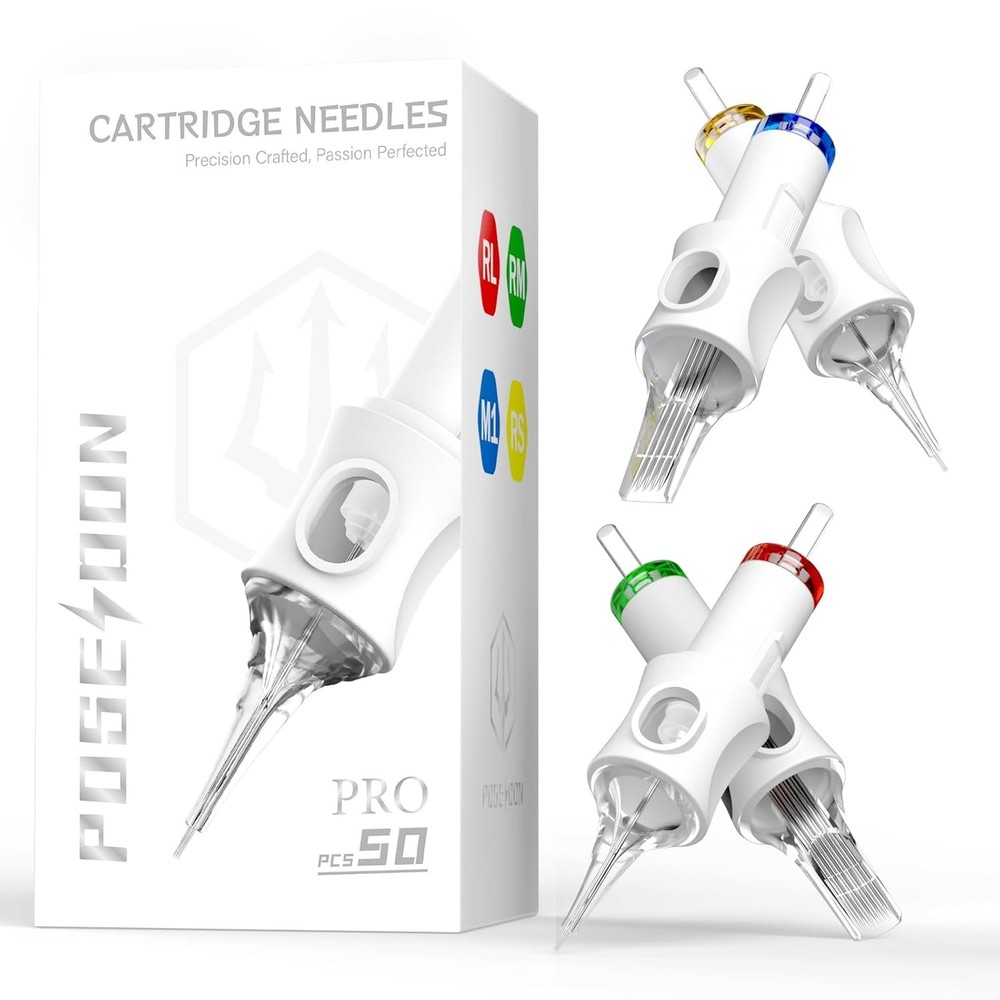 Professional Tattoo Cartridges Needles 50-Pack, Assorted Sizes Round Liner Sh...