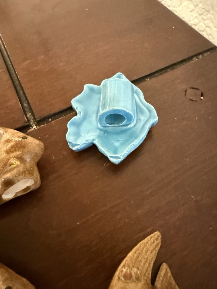 4 Vintage 70s Ceramic FISH Macrame Beads 2.5" Lot