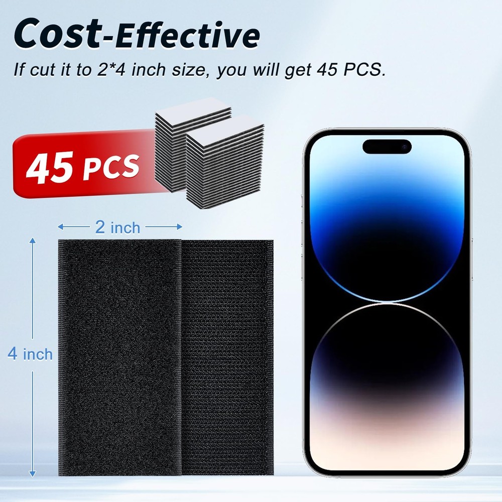 2 Inch x 15Ft Hook and Loop Strips with Adhesive, Double Sided Self Adhesive,...