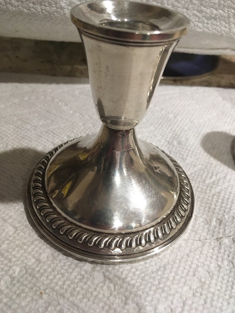 Empire Pair Rope Pattern Sterling Silver Weighted Candlesticks