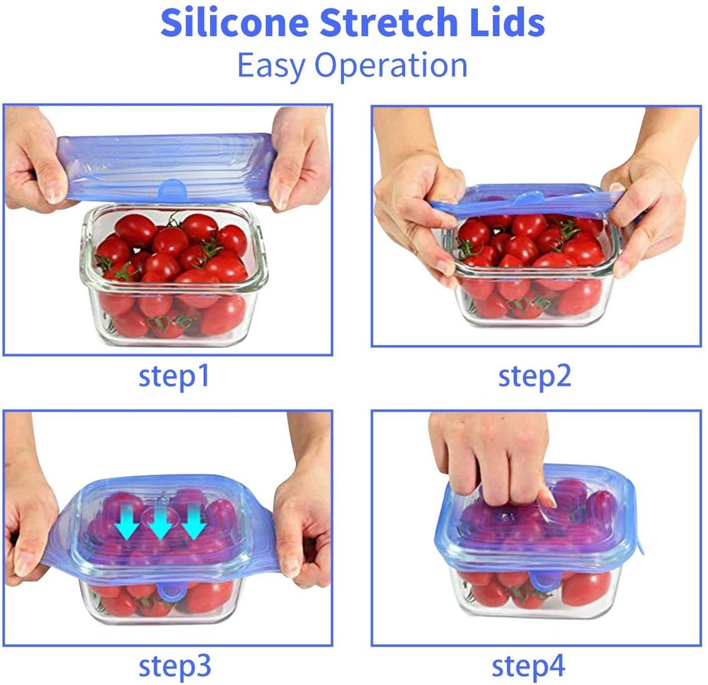 Silicone Stretch Lids, 18 Pack Reusable Transparent