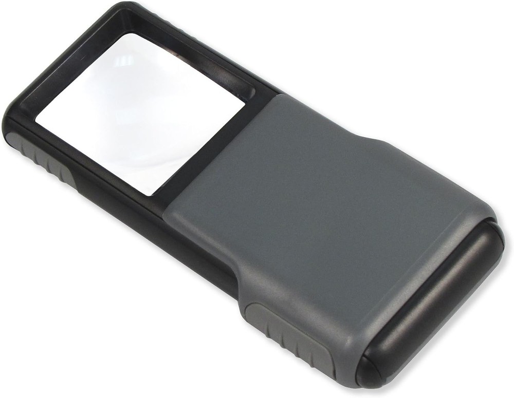 MiniBrite LED Lighted Slide-Out Aspheric Magnifier in Gray
