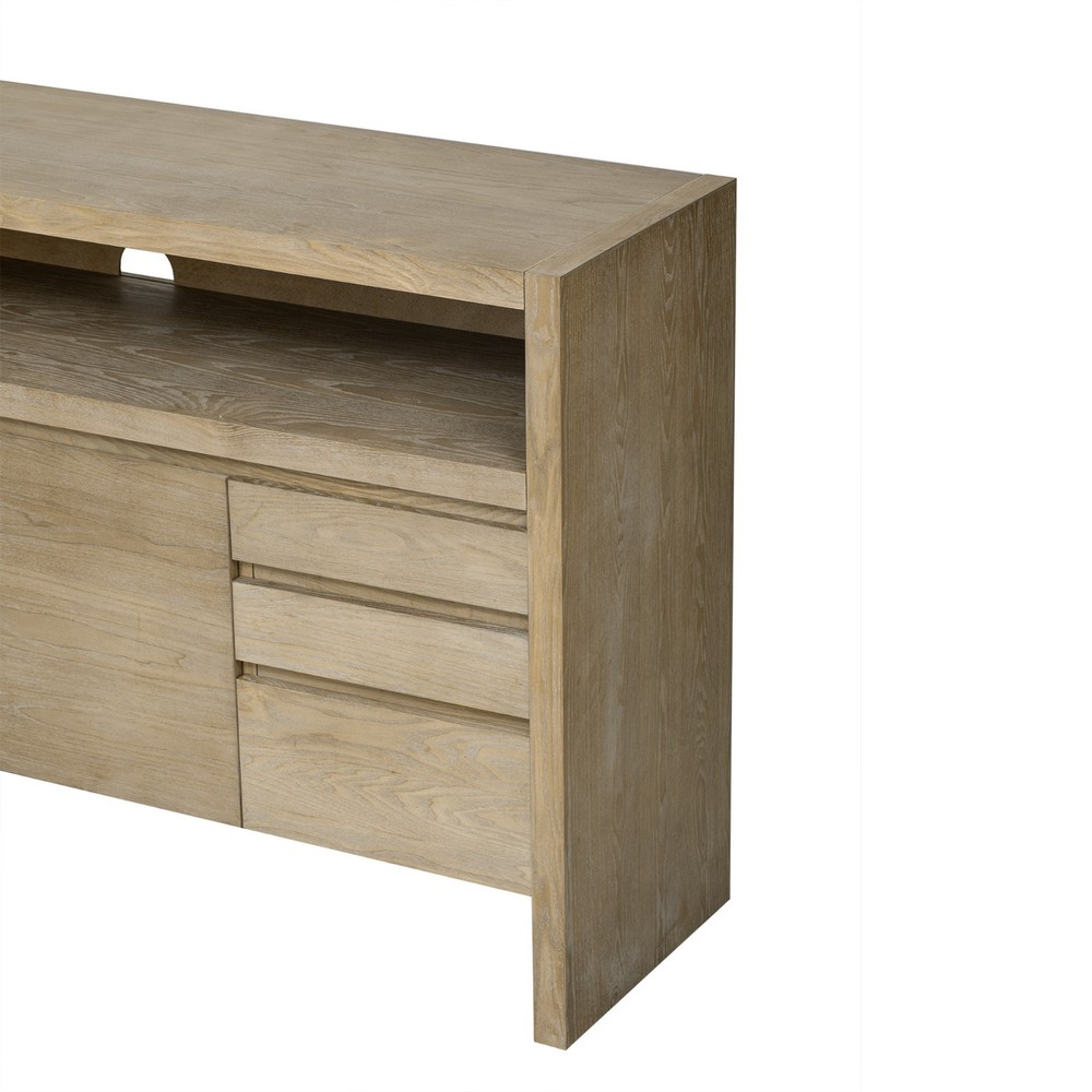 Modern Solid Wood Sideboard Storage Cabinet Console Table With 3 Doors 3 Drawers